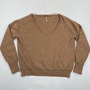Free People Brown V-Neck Sweater